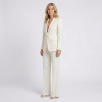 Women Two Piece Tailored Suit Set Blazer and Straight Leg Trousers - Office Wear
