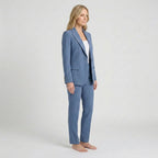 Women Two Piece Tailored Suit Set Blazer and Straight Leg Trousers