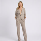 Women Tailored Blazer and Trousers Set Smart Casual Workwear