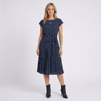 Women Polka Dot Midi Dress Short Sleeve Casual Occasion
