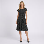Women Polka Dot Midi Dress Short Sleeve Casual Occasion