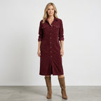 Women Cord Shirt Dress Long Sleeve Casual Everyday