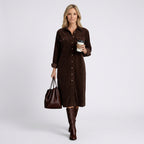 Women Cord Shirt Dress Long Sleeve Casual Everyday