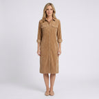 Women Cord Shirt Dress Long Sleeve Casual Everyday
