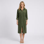 Women Cord Shirt Dress Long Sleeve Casual Everyday