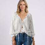 Women Sheer Lace Blouse V Neck Long Sleeve Casual Occasion