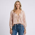 Women Sheer Lace Blouse V Neck Long Sleeve Casual Occasion