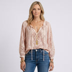 Women Sheer Lace Blouse V Neck Long Sleeve Casual Occasion