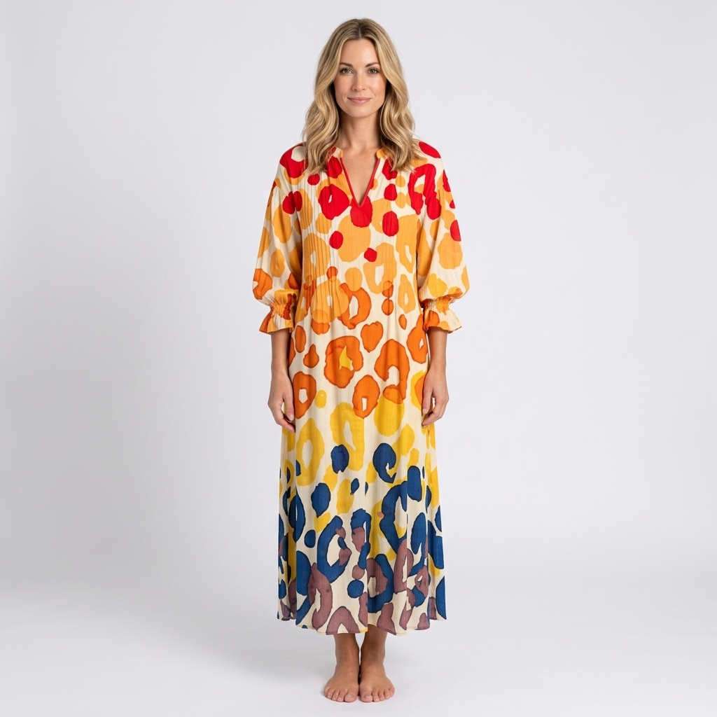 Women Floral Maxi Dress Long Sleeve Casual Holiday