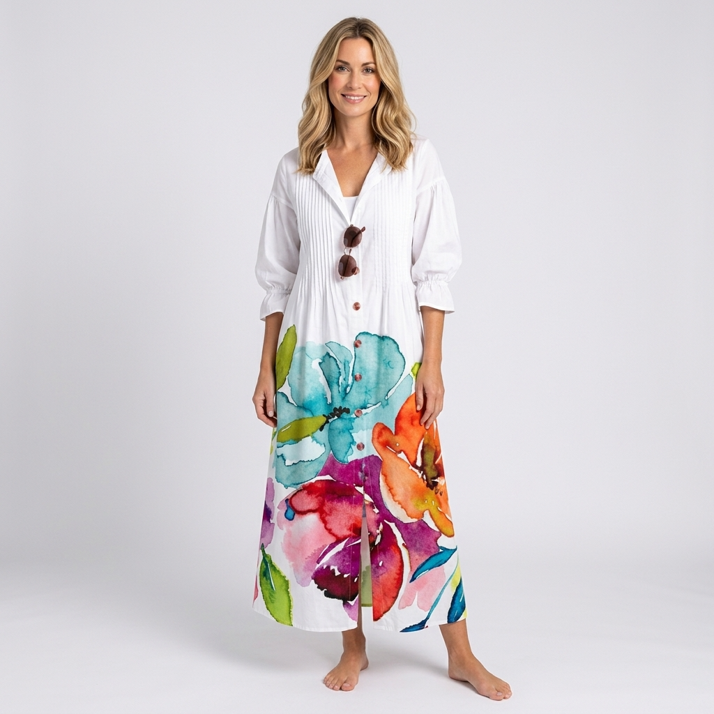Women Floral Maxi Dress Long Sleeve Casual Holiday
