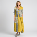 Women’s Patchwork Maxi Dress V Neck Relaxed Fit
