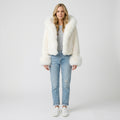 Women Faux Fur Jacket Hooded Short Winter Outerwear Casual