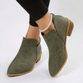 Women’s Pointed Toe Ankle Boots Low Block Heel Slip On