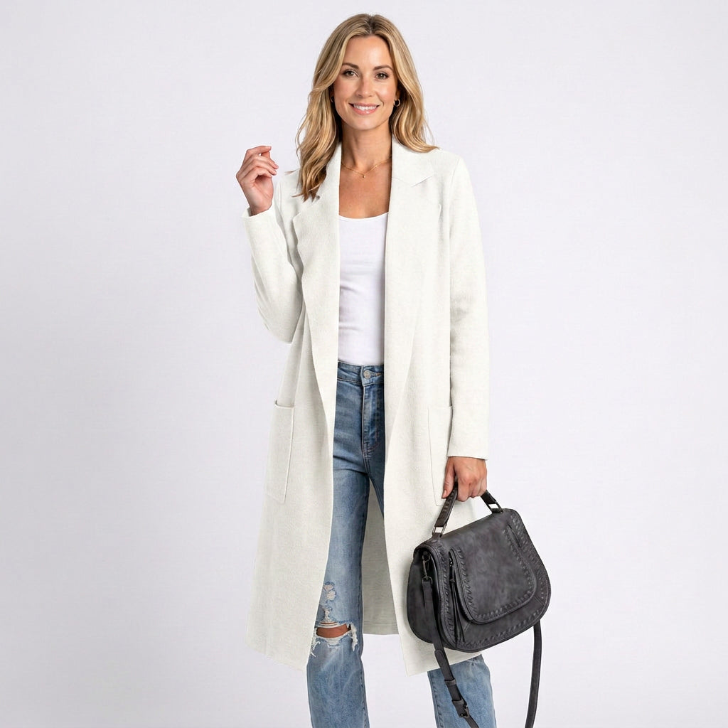 Women’s Open Front Long Cardigan with Pockets