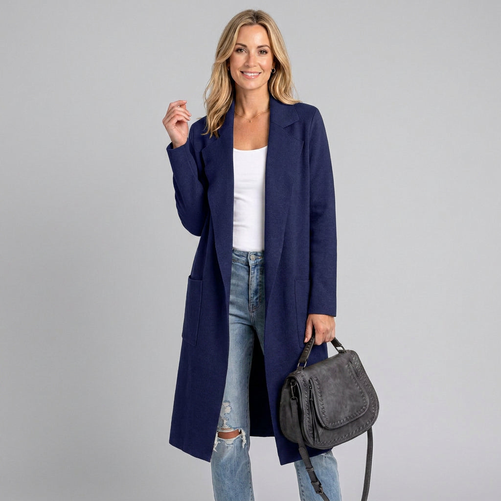 Women’s Open Front Long Cardigan with Pockets
