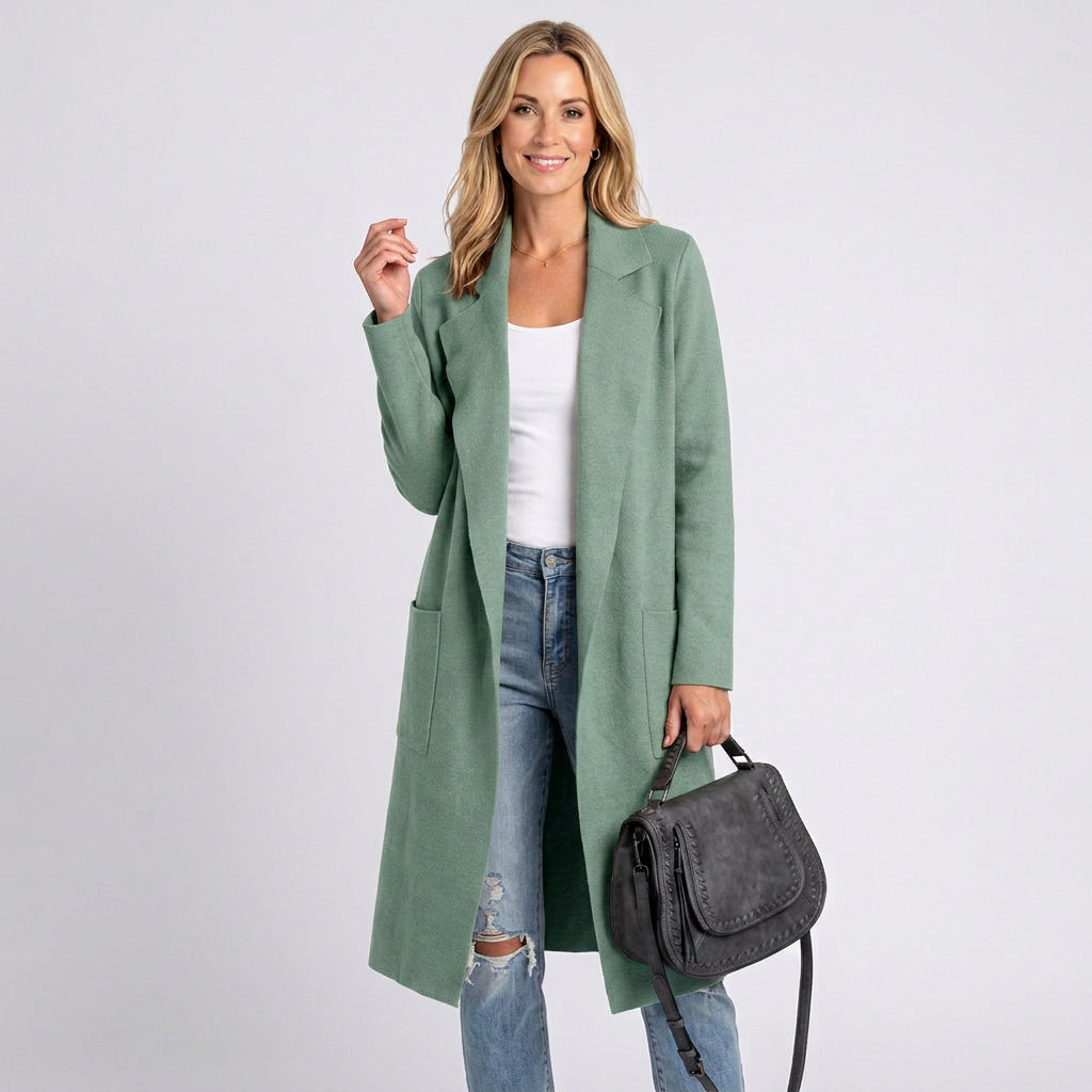 Women’s Open Front Long Cardigan with Pockets