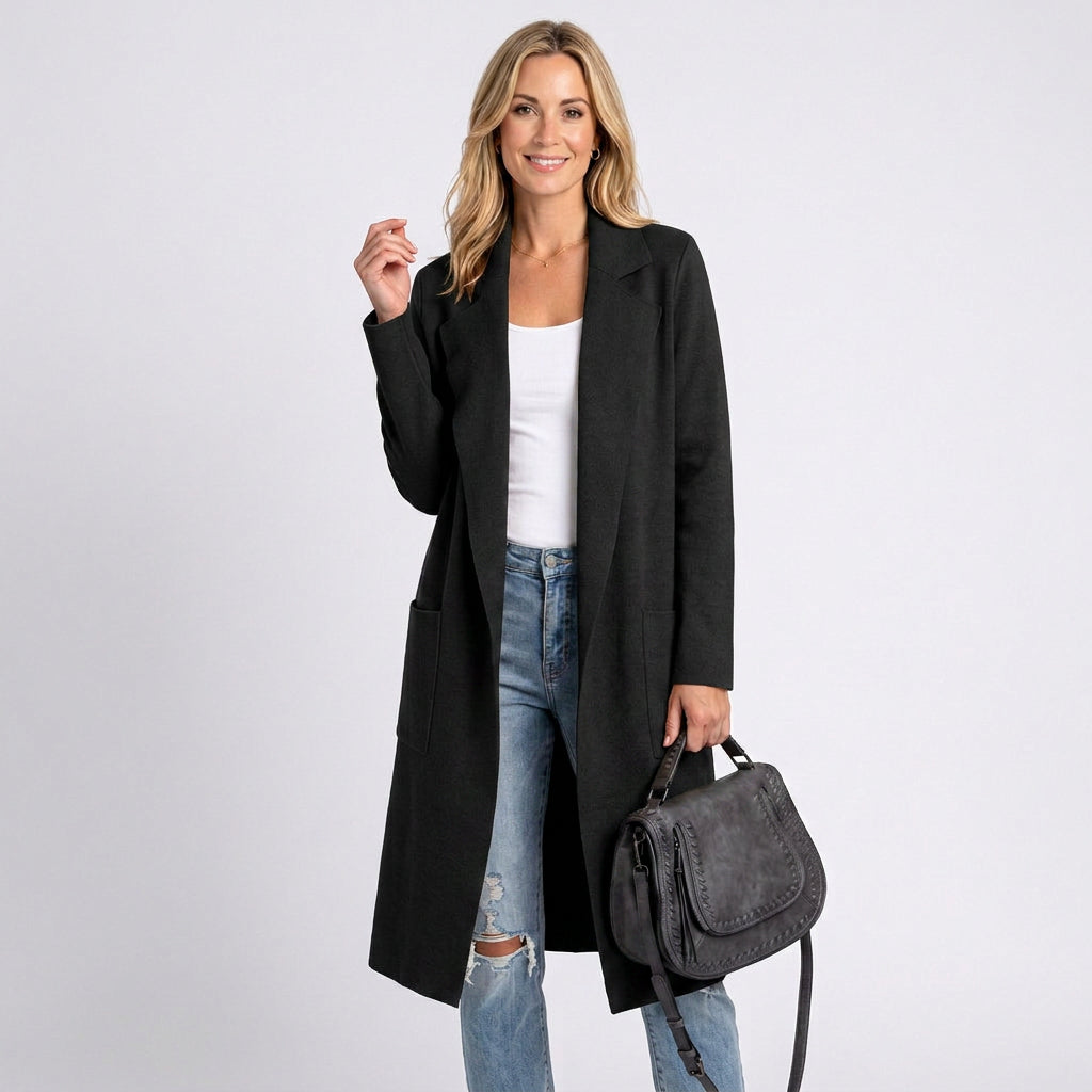 Women’s Open Front Long Cardigan with Pockets