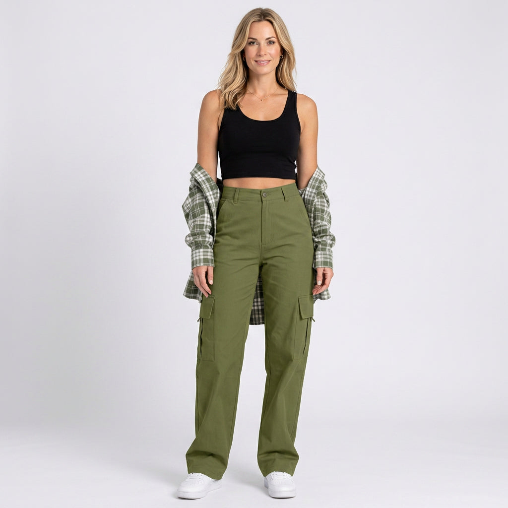 Women’s High Waist Cargo Trousers
