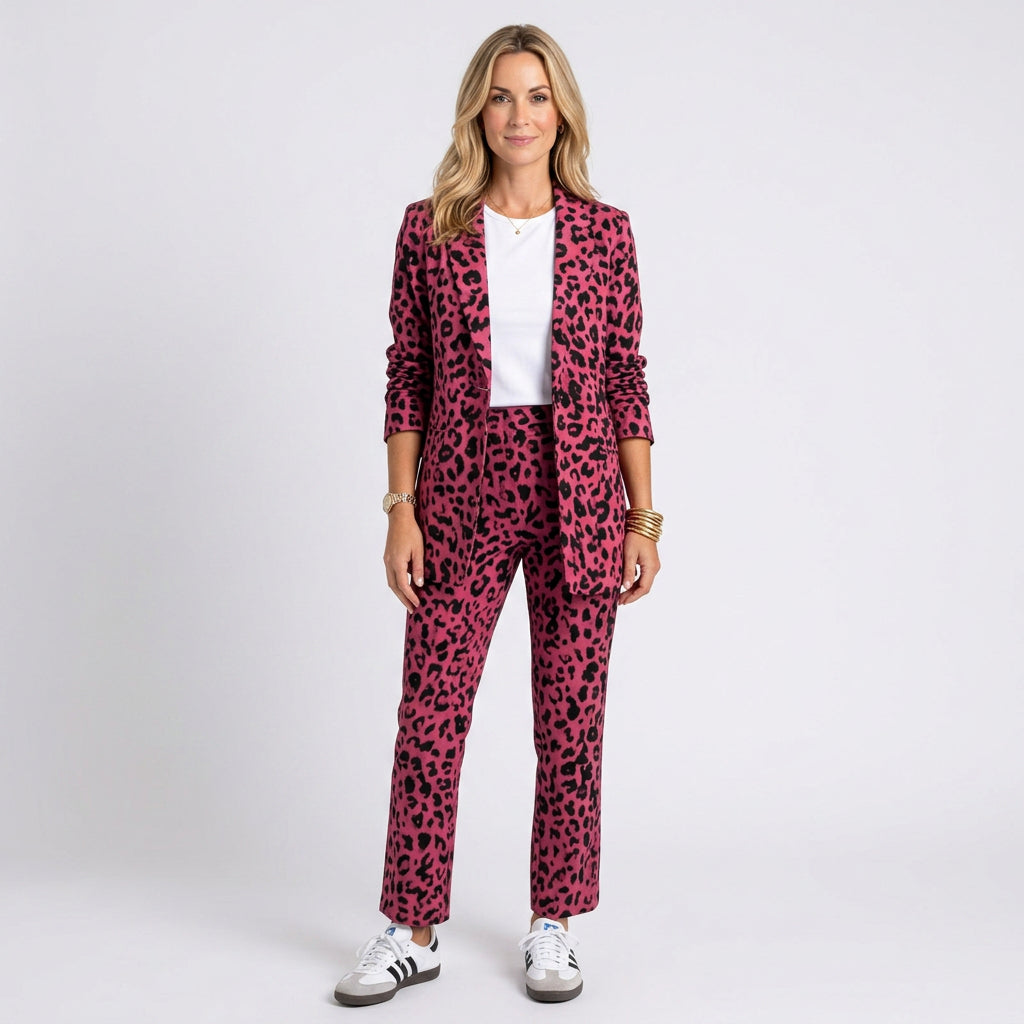 Women’s Leopard Print Blazer and Pants Set
