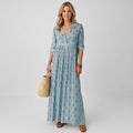 Women’s Printed V Neck Maxi Dress