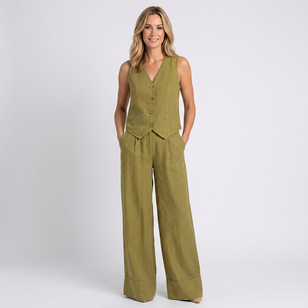 Women’s Waistcoat and Wide Leg Trousers Set