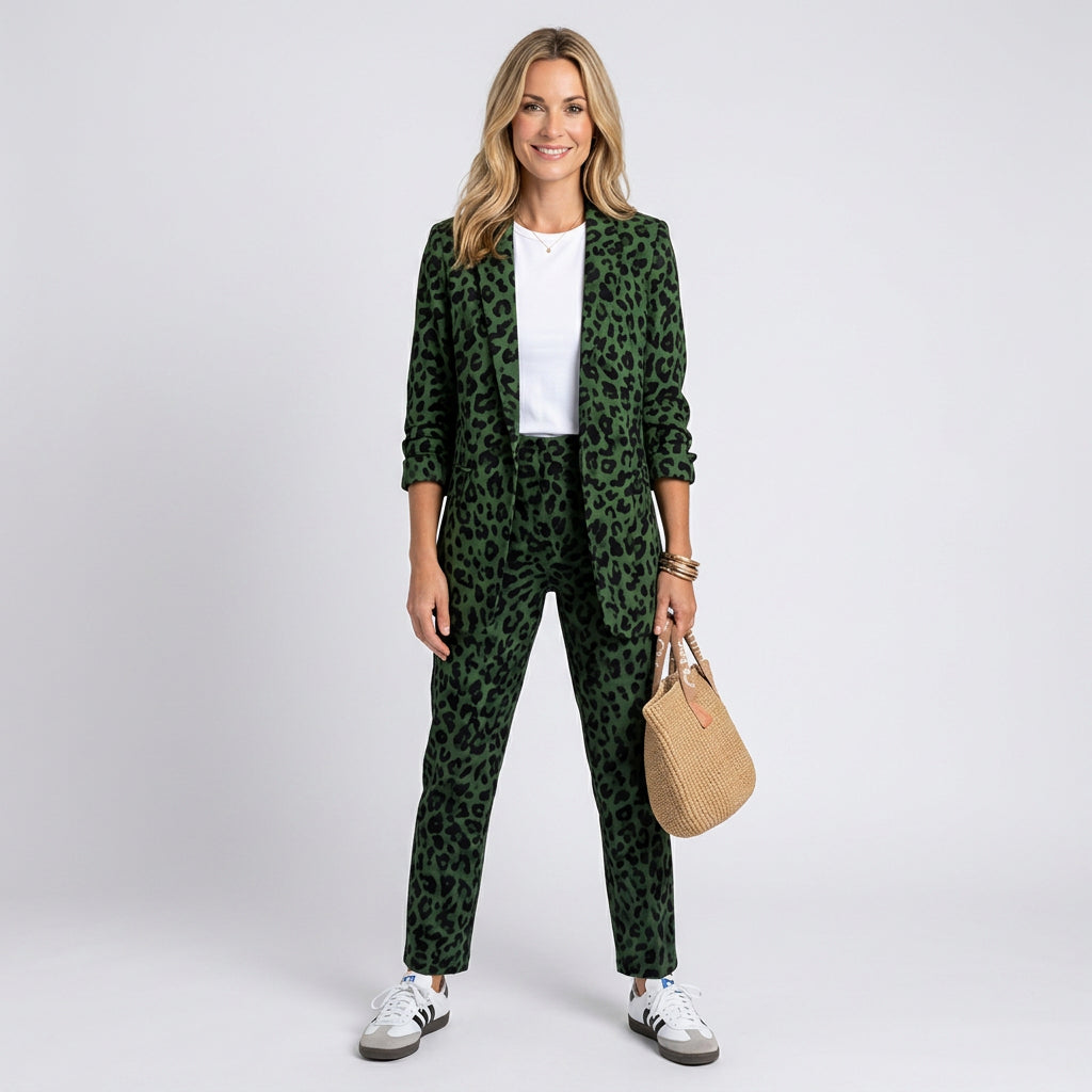 Women’s Leopard Print Blazer and Pants Set