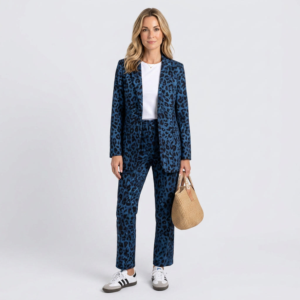 Women’s Leopard Print Blazer and Pants Set