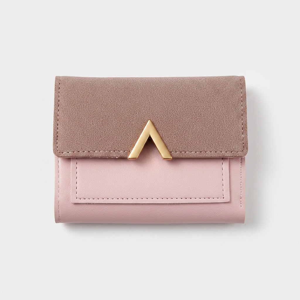 Women’s Compact Foldover Wallet with Gold Detail