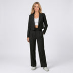 Women’s Pinstripe Cropped Blazer and Wide Leg Trousers Set