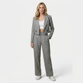 Women’s Pinstripe Cropped Blazer and Wide Leg Trousers Set