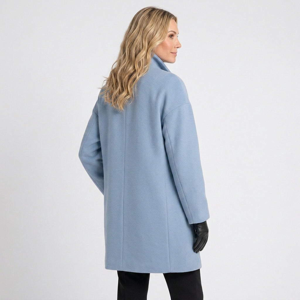 Women’s Mid Length Coat with Wide Collar