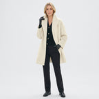 Women’s Mid Length Coat with Wide Collar