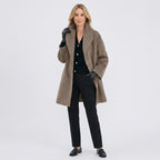 Women’s Mid Length Coat with Wide Collar