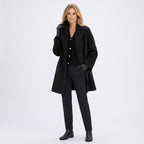 Women’s Mid Length Coat with Wide Collar