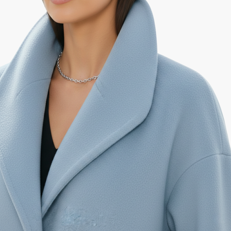 Women’s Mid Length Coat with Wide Collar