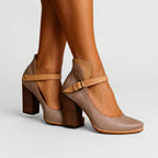Women’s Strap Block Heel Pumps Round Toe Elegant Fit