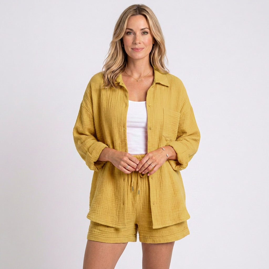 Women’s Textured Shirt and Shorts Set