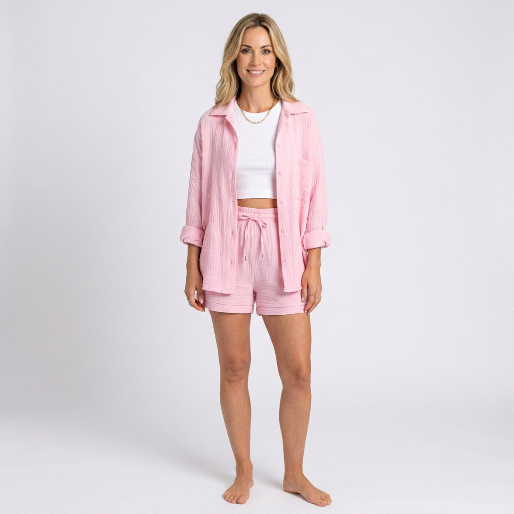 Women’s Textured Shirt and Shorts Set
