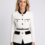 Women’s Textured Belted Blazer Jacket Tailored Fit