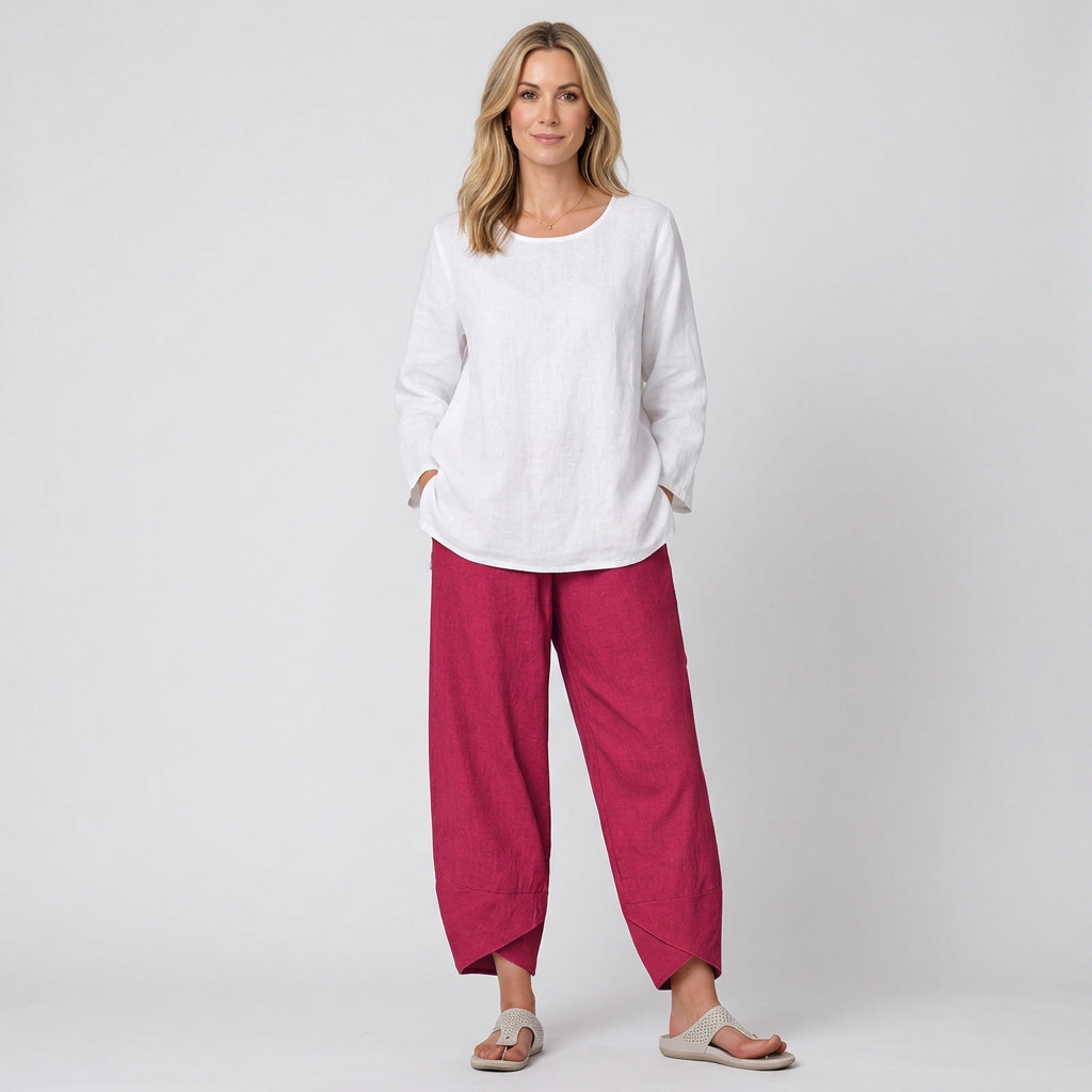 Women’s Relaxed Cropped Trousers Draped Tapered Fit