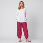 Women’s Relaxed Cropped Trousers Draped Tapered Fit