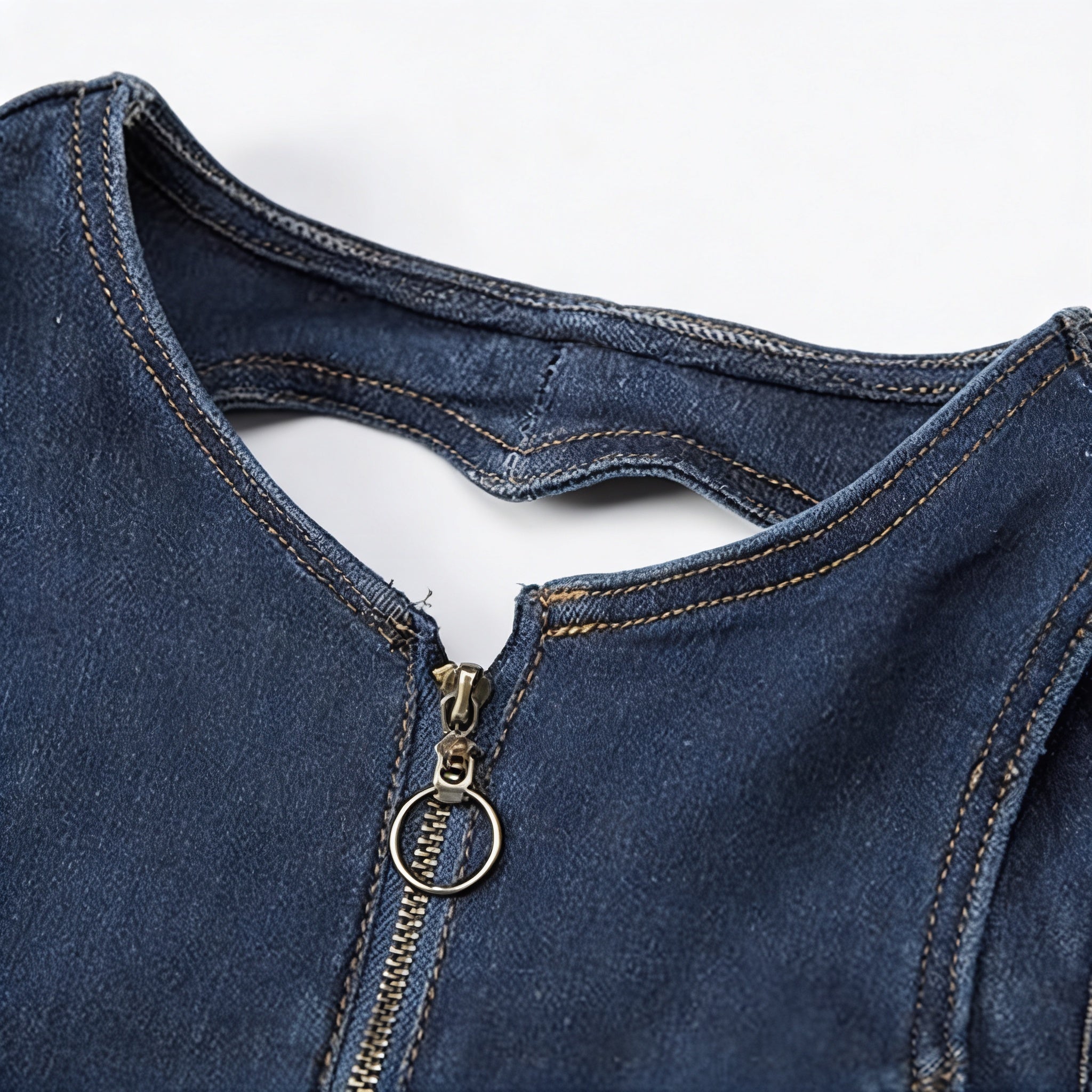 Women Denim Jumpsuit Sleeveless Zip Front Flared Leg - Casual One Piece
