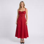 Women Floral Midi Fit and Flare Dress Sleeveless - Casual Occasion Dress