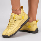 Women Leather Casual Sneakers Lace Up Comfort Shoes - Low Top Sneakers