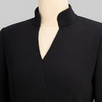 Women Midi Dress Belted Tailored Office Workwear
