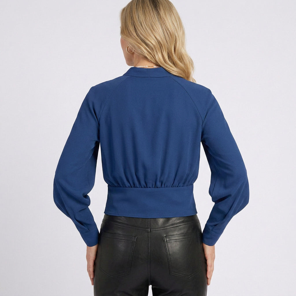 Women Wrap Blouse Long Sleeve Office Workwear Everyday
