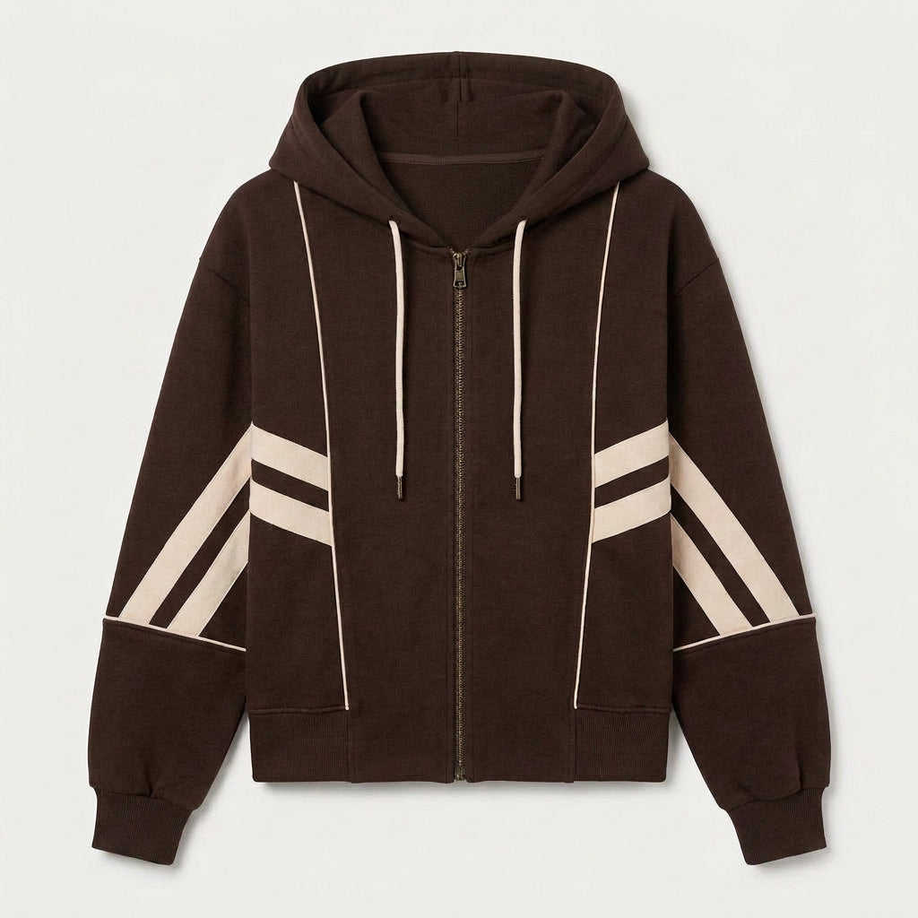 Women Two Piece Tracksuit Set - Zip Hoodie Straight Leg Pants Casual Everyday
