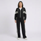Women Two Piece Tracksuit Set - Zip Hoodie Straight Leg Pants Casual Everyday