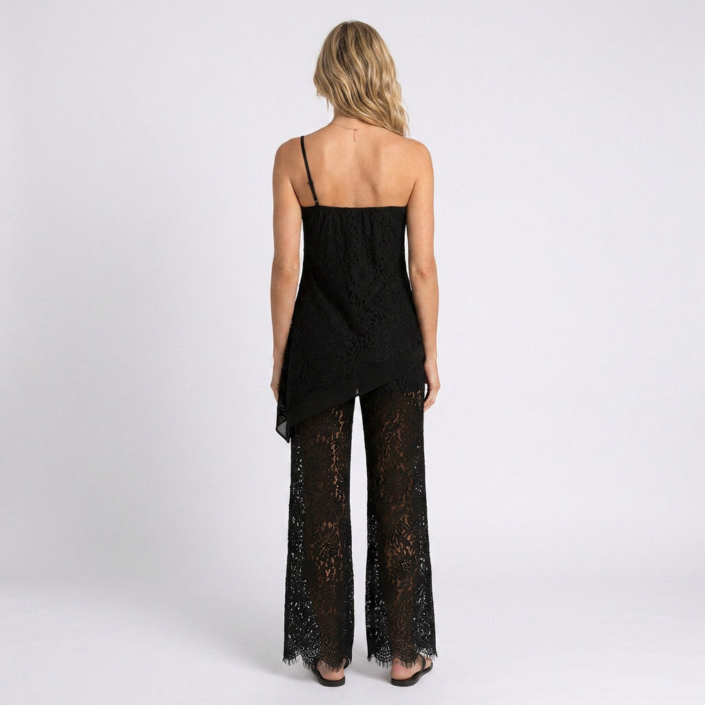 Women’s Lace Top and Wide Leg Trousers Set