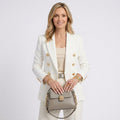 Women Tailored Blazer Double Breasted Structured Jacket